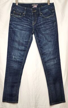 REROCK Express Los Angeles Low Rise Skinny Jeans 8 (32x29) Dark Wash Stretch Y2K